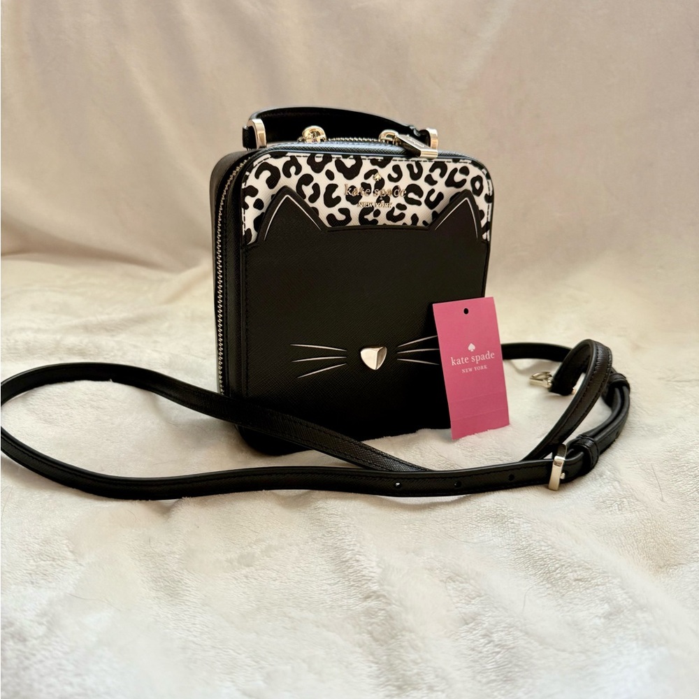 Kate Spade Black Crossbody Bag with Cat Design